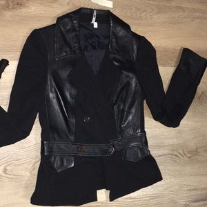 IISLI MOTO CROSS REAL LEATHER TRIM STRETCH BLAZER NWT